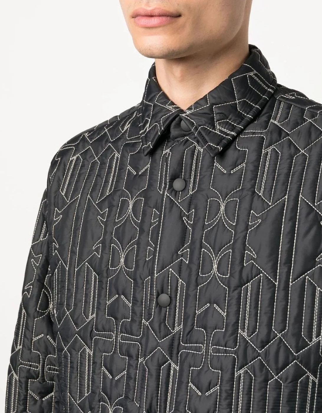 Monogram Quilted Overshirt Charcoal