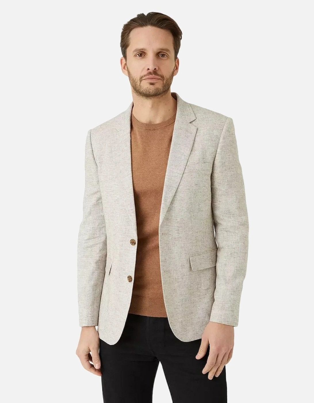 Mens End On End Single-Breasted Slim Blazer, 4 of 3