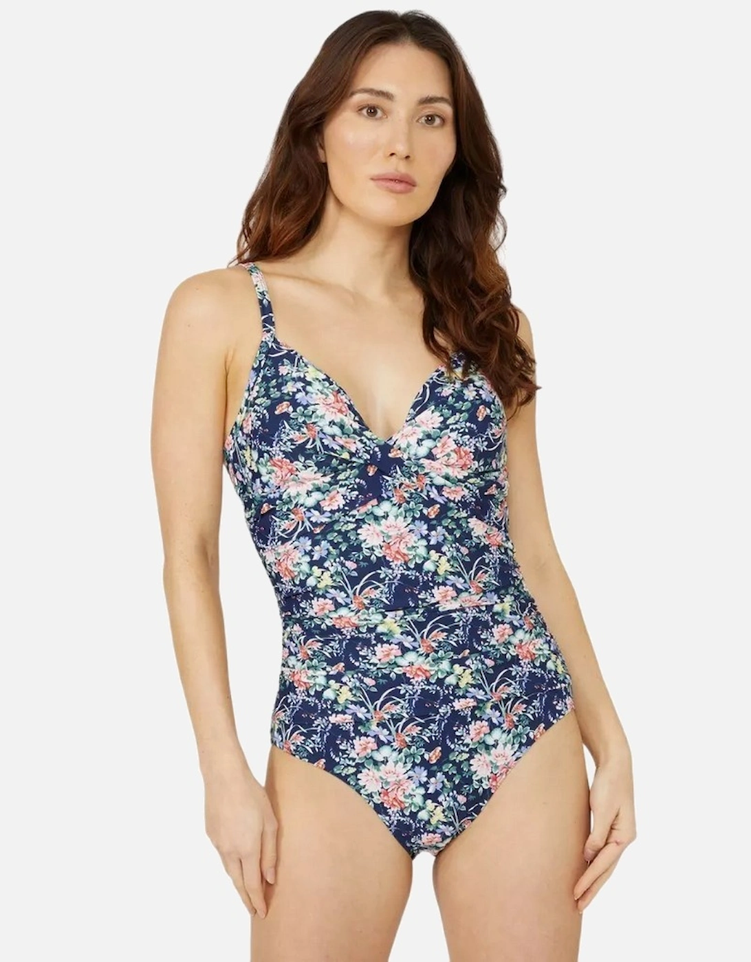 Womens/Ladies Floral Twisted One Piece Swimsuit, 5 of 4
