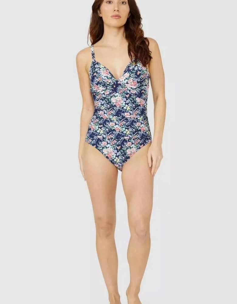 Womens/Ladies Floral Twisted One Piece Swimsuit