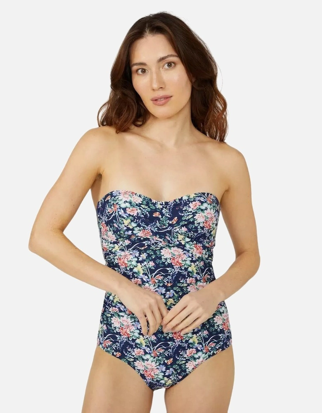 Womens/Ladies Floral Bandeau One Piece Swimsuit, 5 of 4