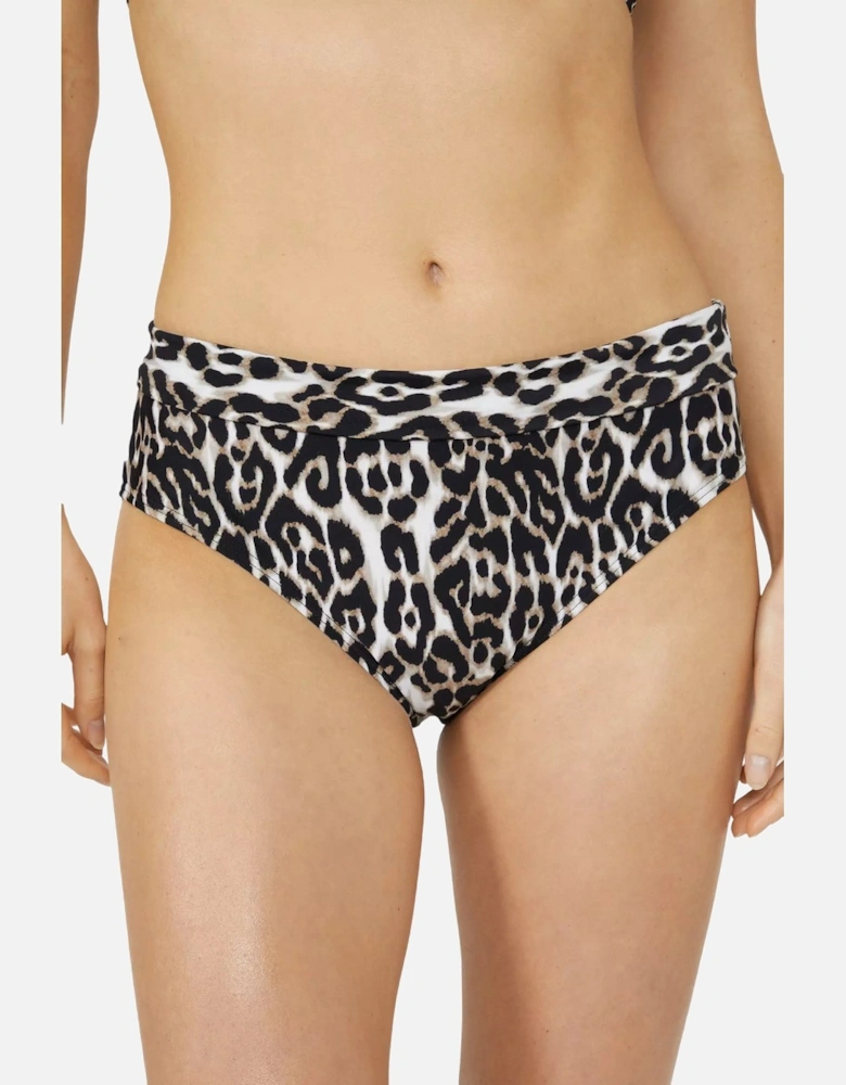 Womens/Ladies Leopard Print Foldover Bikini Bottoms