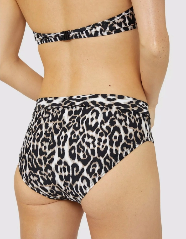 Womens/Ladies Leopard Print Foldover Bikini Bottoms