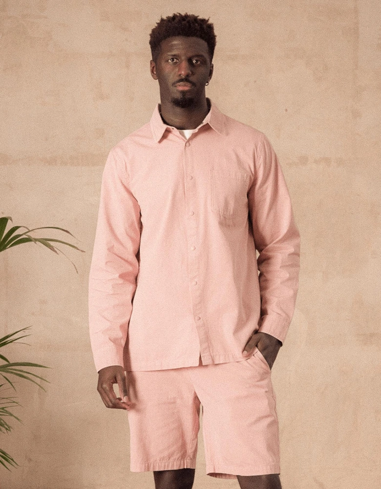 Lightweight Relaxed Snap Button Shirt Dusty Pink