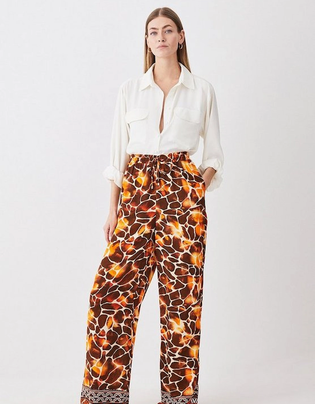 Tall Mixed Animal Woven Wide Leg Trousers, 4 of 3