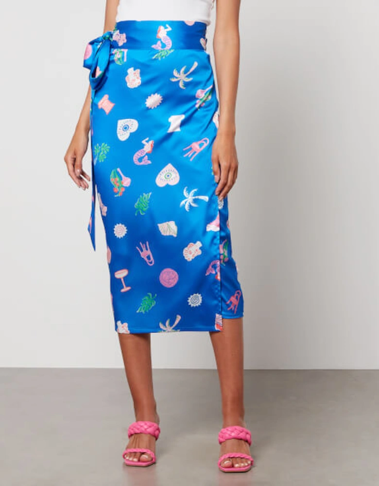 Blue Anthea Jaspre Satin Skirt