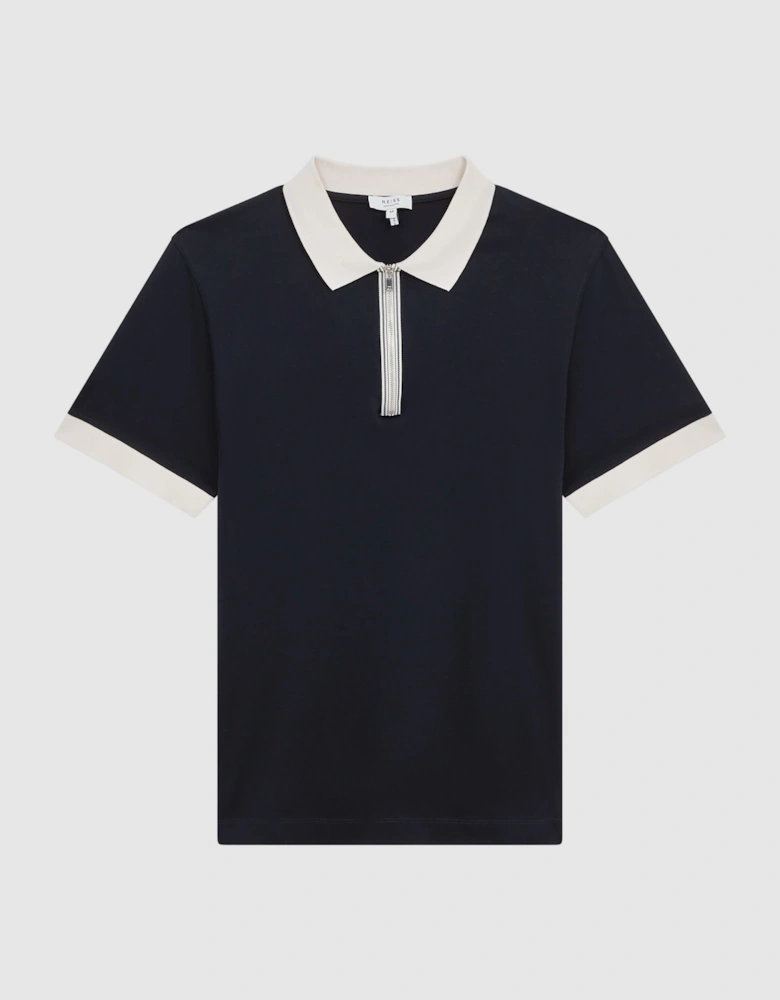 Mercerised Zip Neck Polo T-Shirt