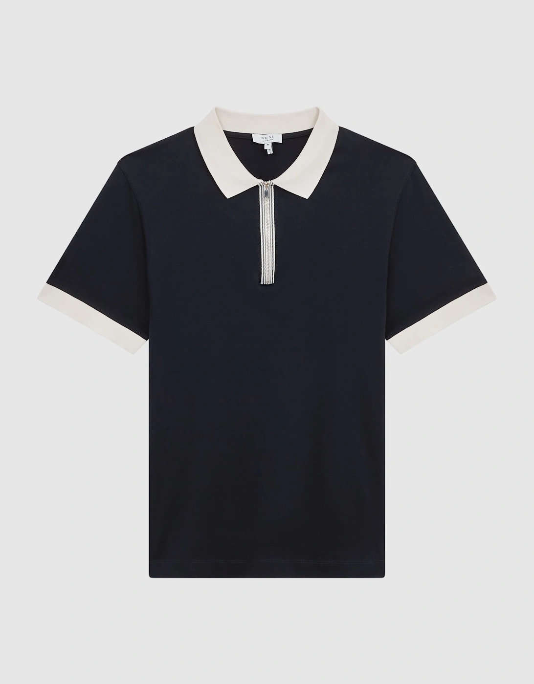 Mercerised Zip Neck Polo T-Shirt, 2 of 1