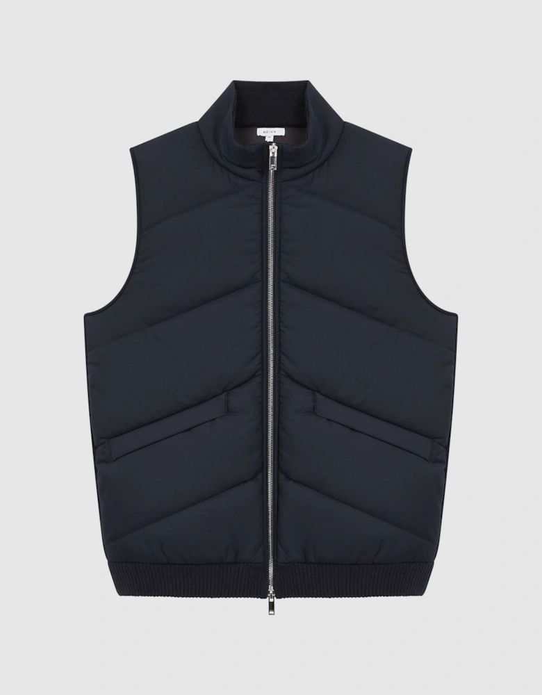 Sleeveless Quilted Knitted Gilet