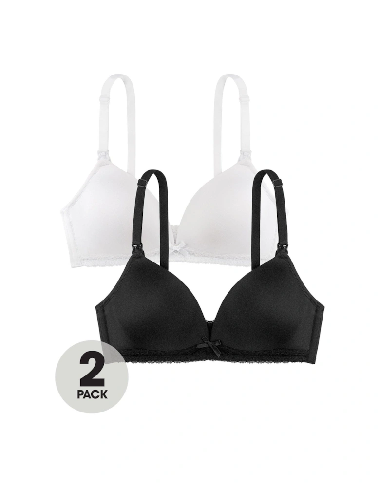 2pk May Light Padded Nursing Bra - Black/White