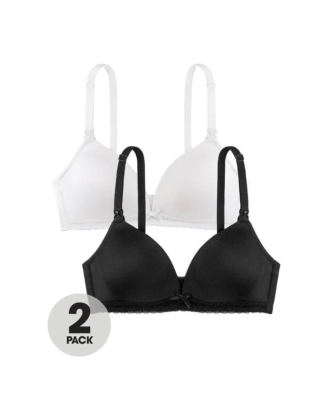 2pk May Light Padded Nursing Bra - Black/White, 5 of 4