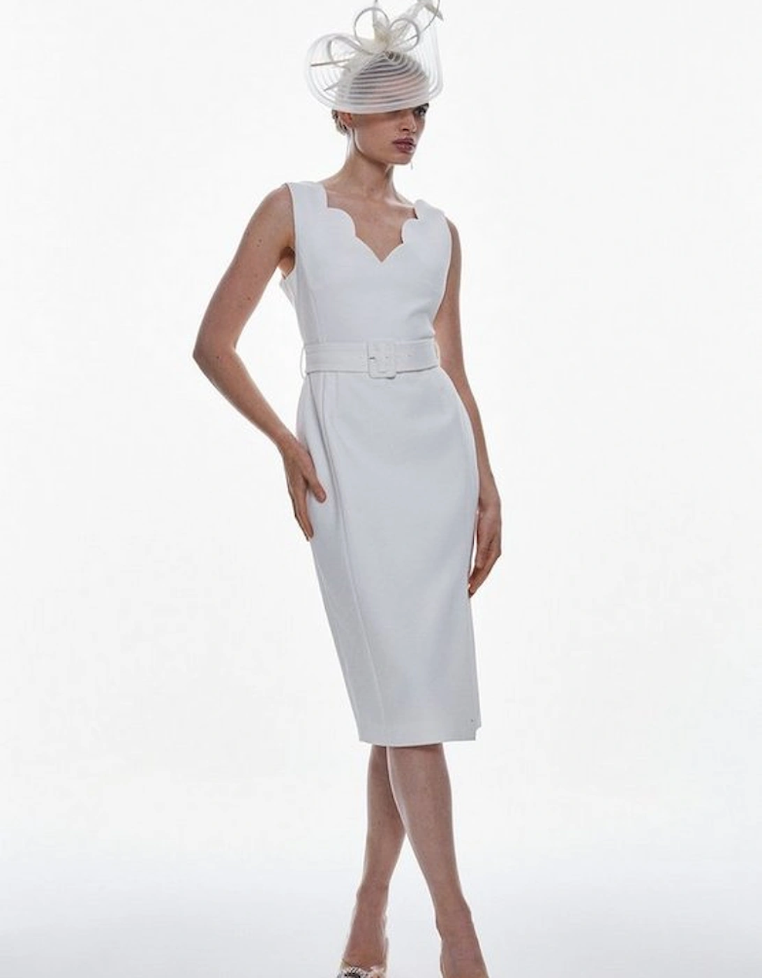 Clean Tailored Scallop Detail Midi Dress, 5 of 4