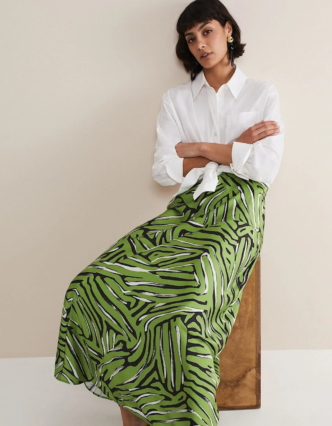 Norabel Zebra Print Satin Skirt, 7 of 6
