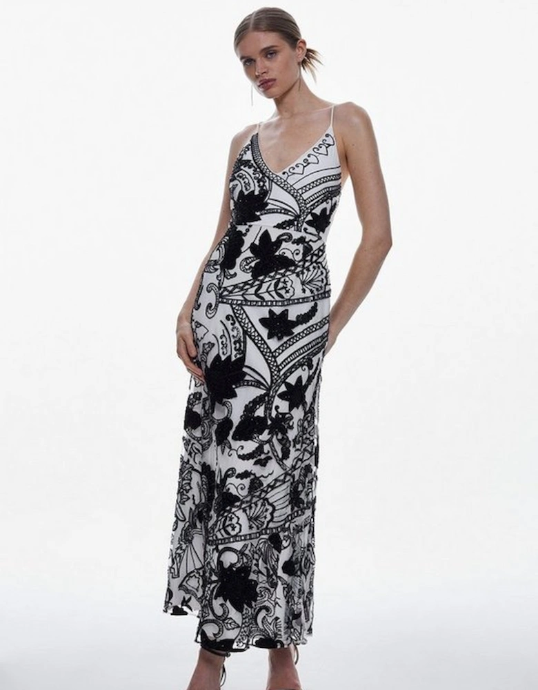Embellished Slip Style Woven Midi Dress