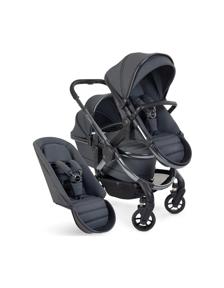 Peach 7 Double Pushchair - Dark Grey Phantom