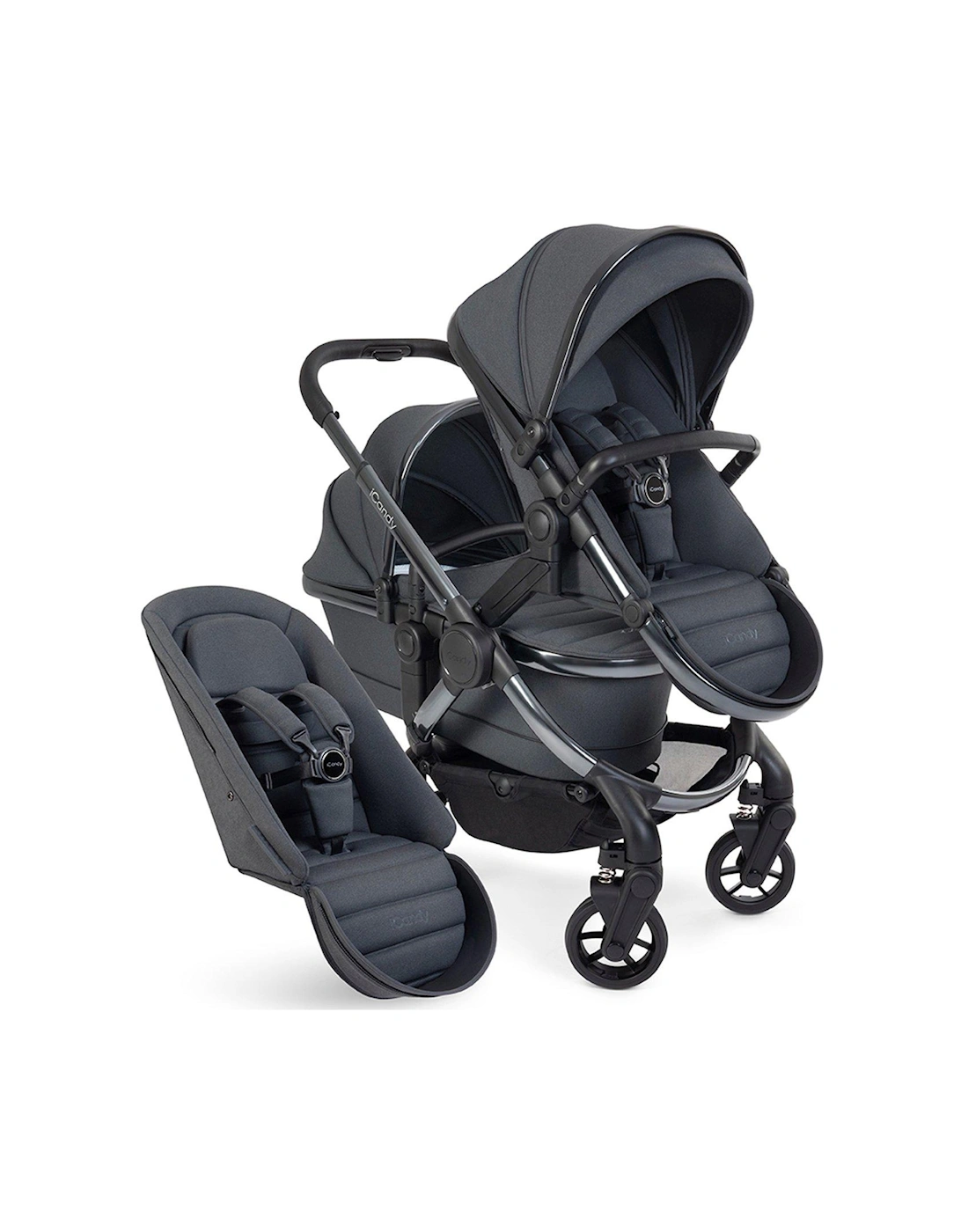 Peach 7 Double Pushchair - Dark Grey Phantom, 2 of 1