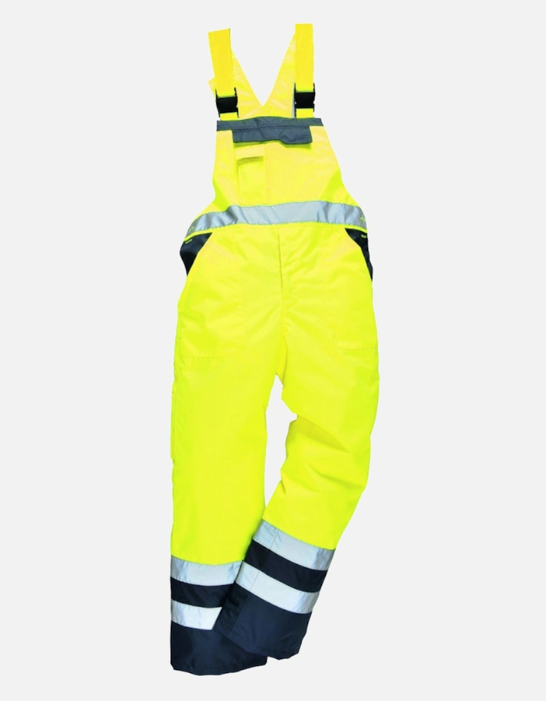 Unisex Contrast Hi Vis Bib And Brace Coveralls - Unlined (S488) / Workwear (Pack of 2)