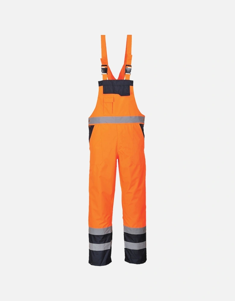 Unisex Contrast Hi Vis Bib And Brace Coveralls - Unlined (S488) / Workwear (Pack of 2)