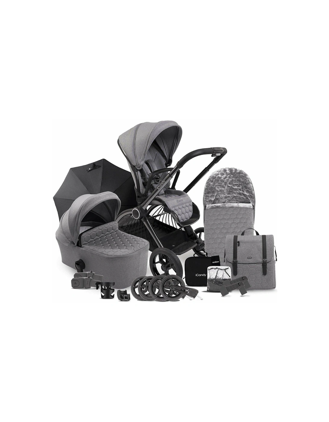 Core Complete Bundle - Pushchair, Carrycot, Footmuff & Accessories  - Light Grey, 2 of 1