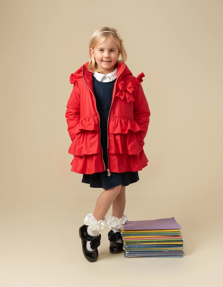 Red Ruffle Padded Coat