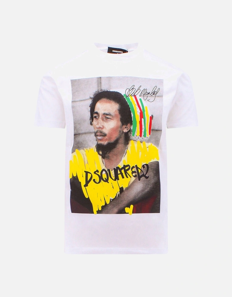 Mens Bob Marley Print T-shirt White
