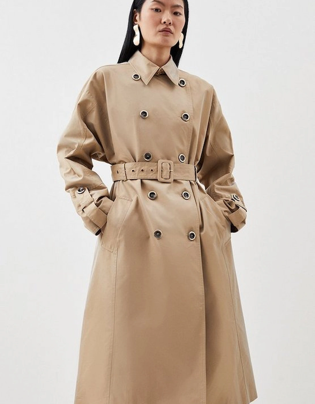 Relaxed Sleeve Belted Trench Coat