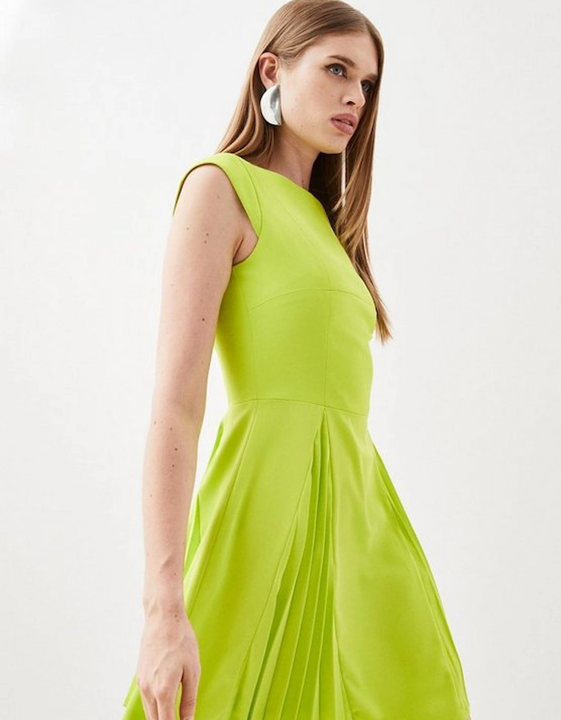 Soft Tailored Pleat Panelled Mini Dress, 5 of 4