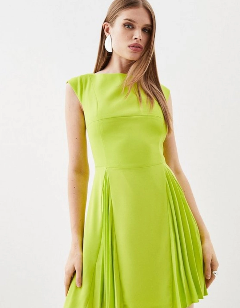 Soft Tailored Pleat Panelled Mini Dress