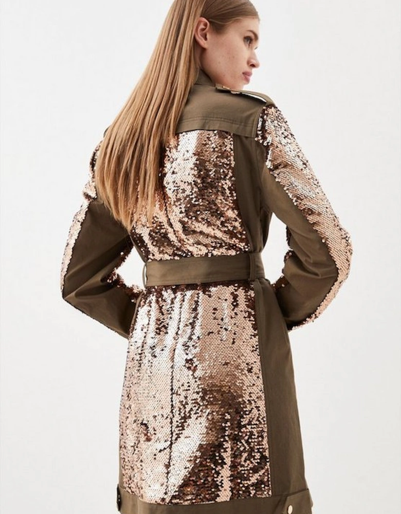 Sequined Parka Coat