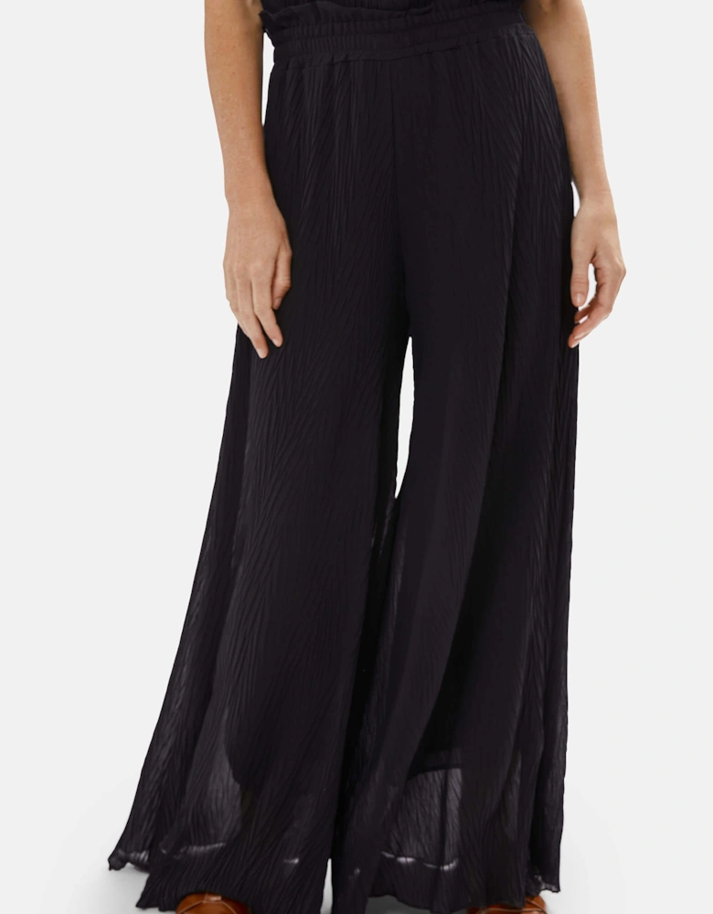 Pleated Cropped Trousers Black