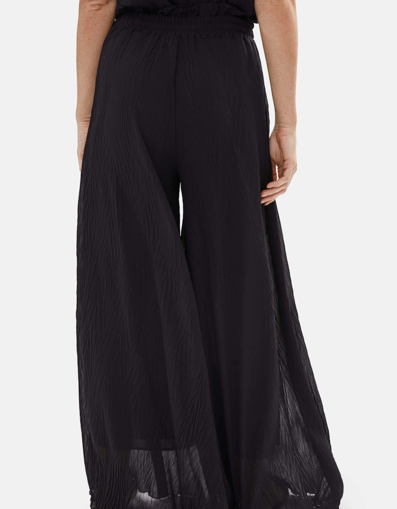 Pleated Cropped Trousers Black