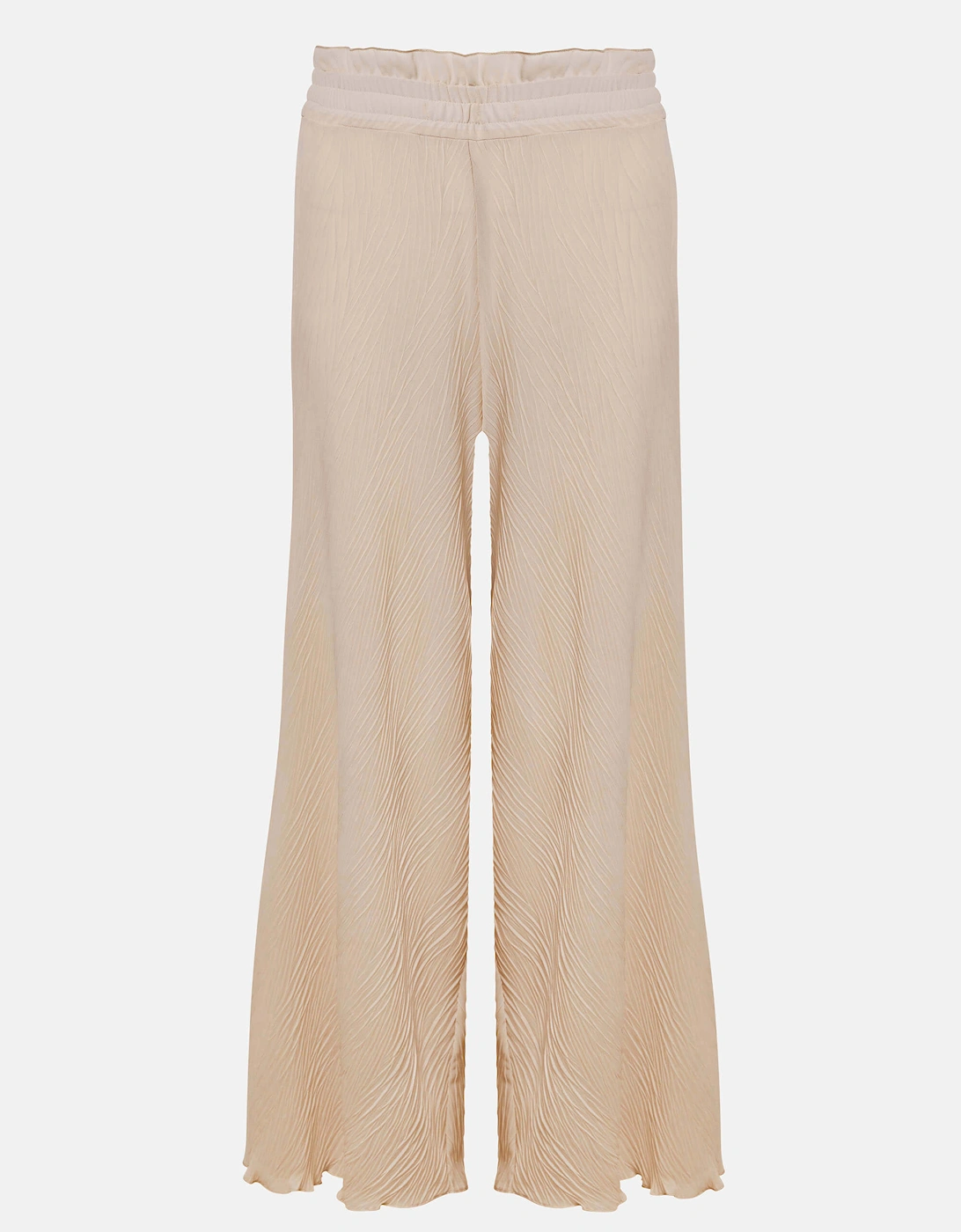 Pleated Cropped Trousers Beige