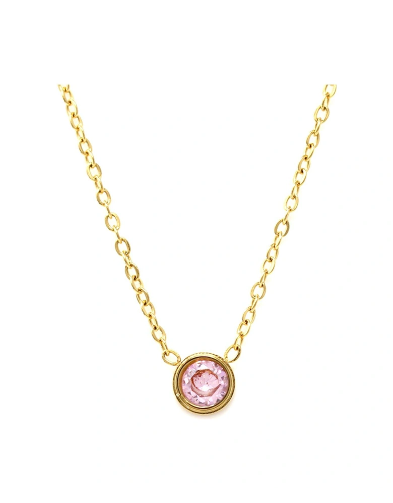 Bezel Jewellery Set - Gold & Pink Stone