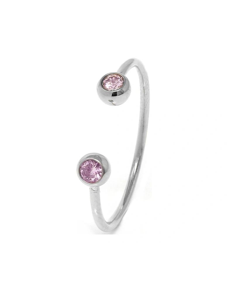 Bezel Adjustable Ring - Pink Stone