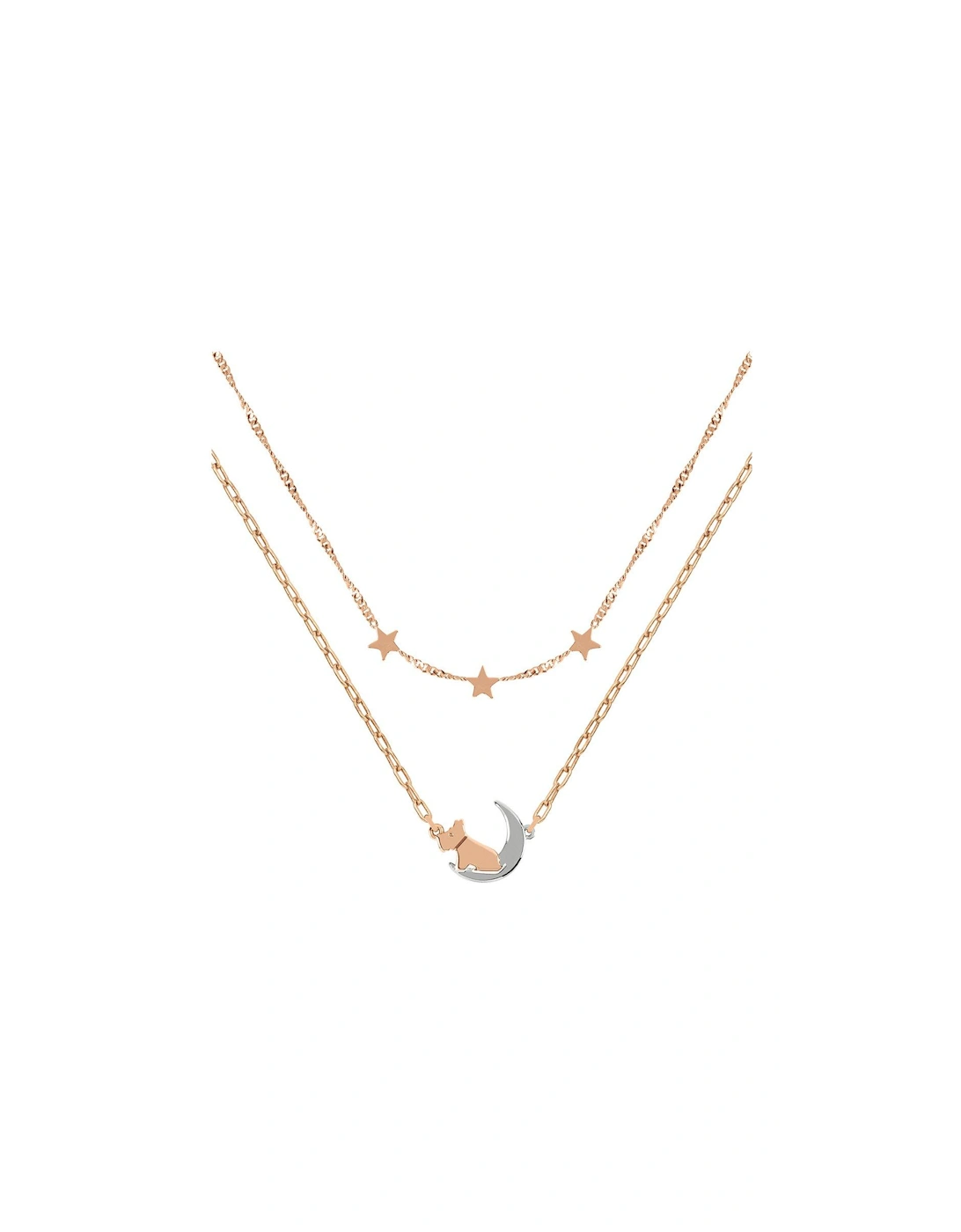 Ladies 18ct Rose Gold Plated Two Tone Dog in Moon Necklace, 3 of 2