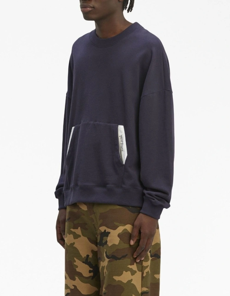 Sartorial Tape Pocket Crew-neck Sweatshirt Navy