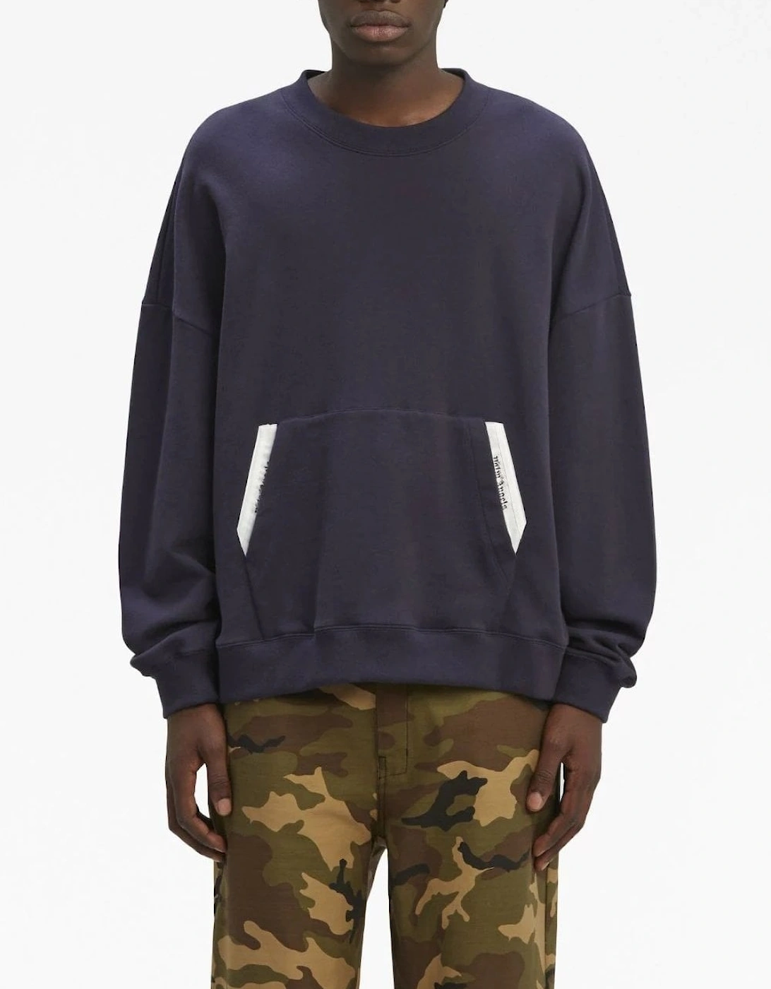 Sartorial Tape Pocket Crew-neck Sweatshirt Navy