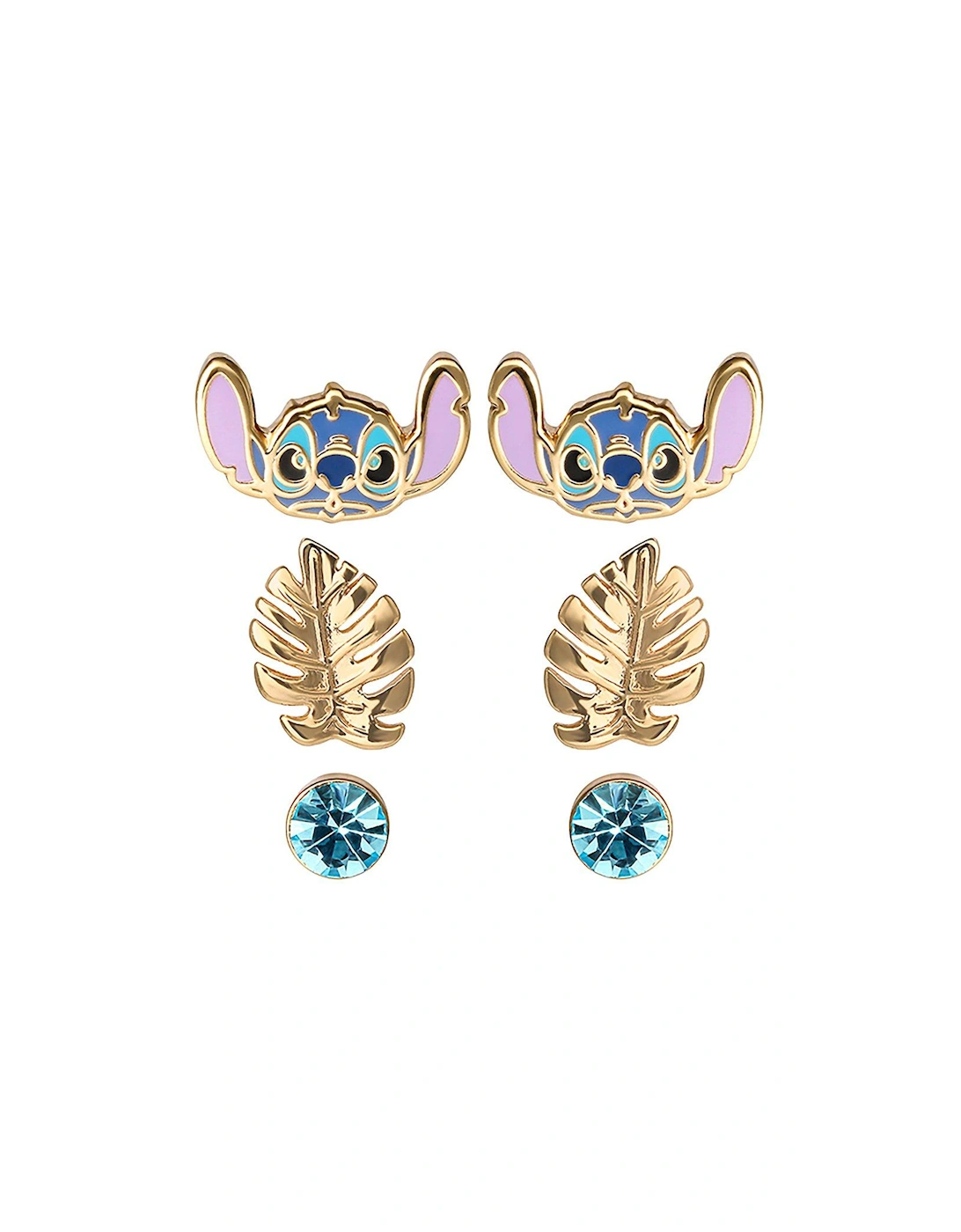 Lilo & Stitch Blue and Gold Coloured 3 Piece Earring Set, 2 of 1