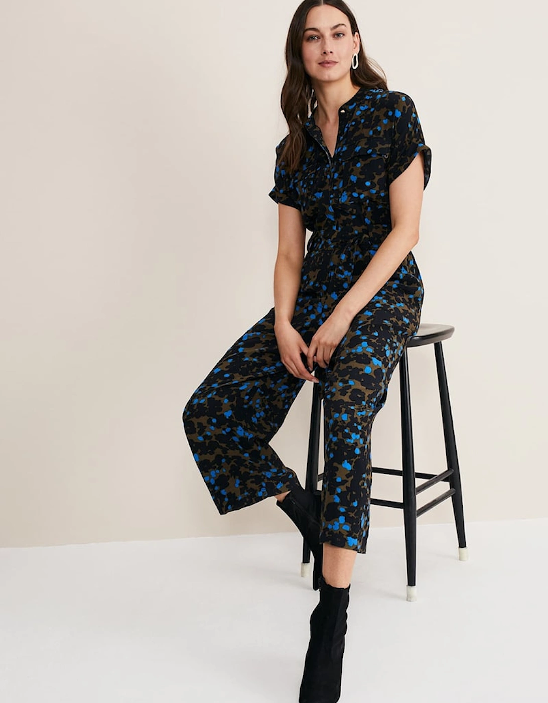 Nell Abstract Cropped Wide Leg Jumpsuit