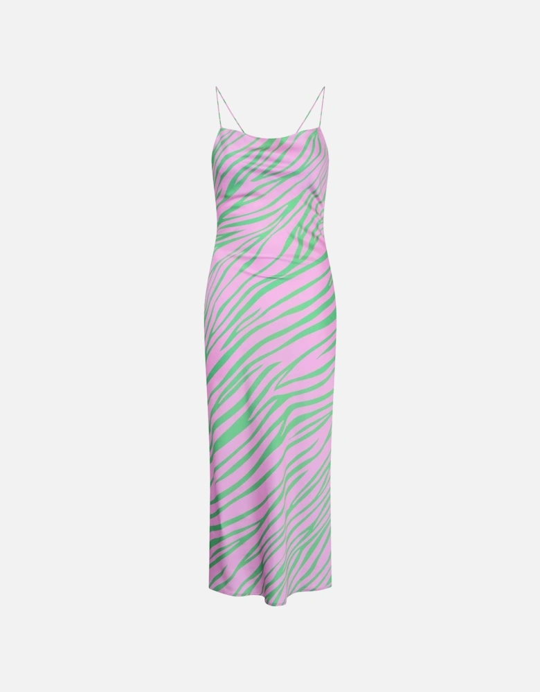 Riviera Midi Dress in Pink & Green Zebra