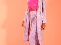 Purple Sequin Trousers with Elasticated Waist