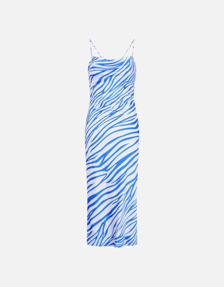 Riviera Midi Dress in Blue & White Zebra