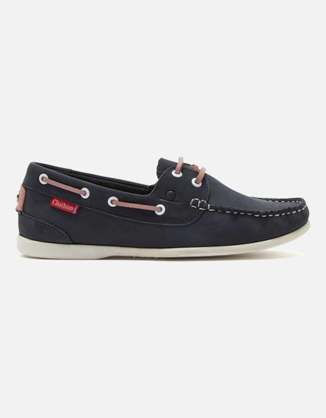 Women's Penang Leather Boat Shoe Navy/Pink, 5 of 4