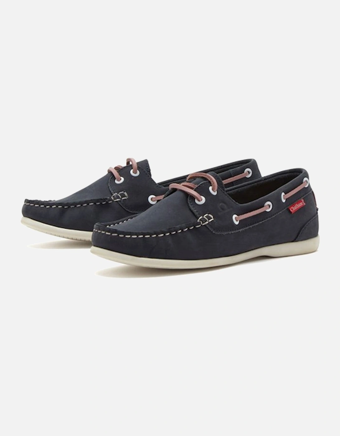 Women's Penang Leather Boat Shoe Navy/Pink