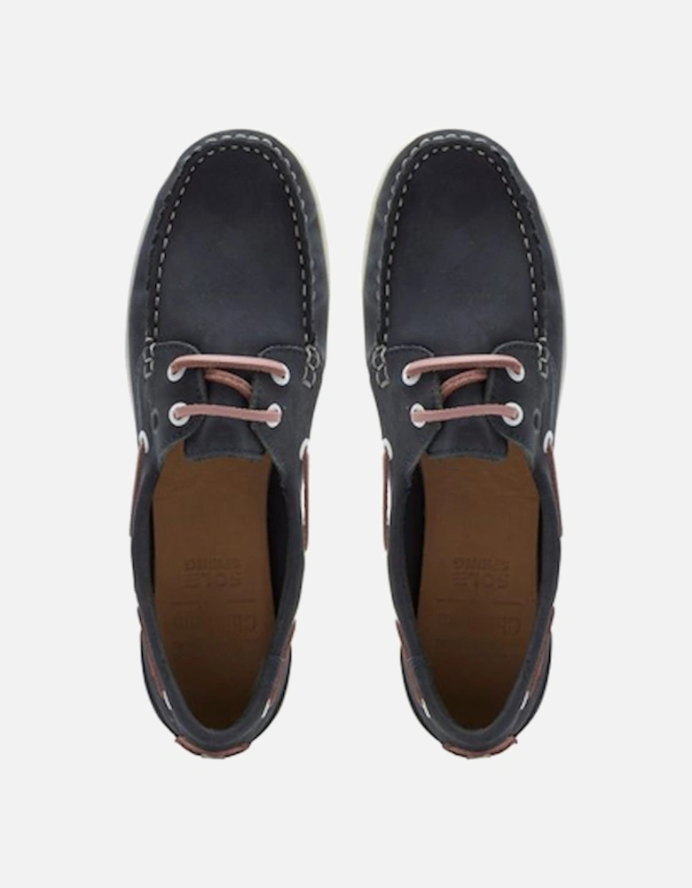 Women's Penang Leather Boat Shoe Navy/Pink