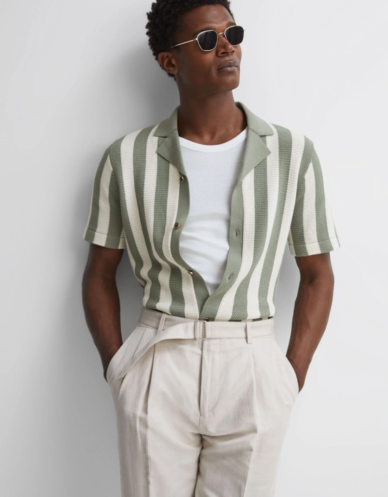 | Ché Crocheted Cuban Collar Button Through Shirt