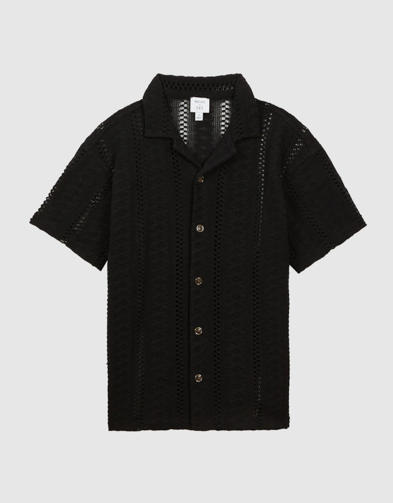 | Ché Knitted Cuban Collar Button Through Shirt