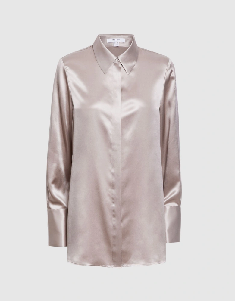Oversized Silk Button Through Shirt