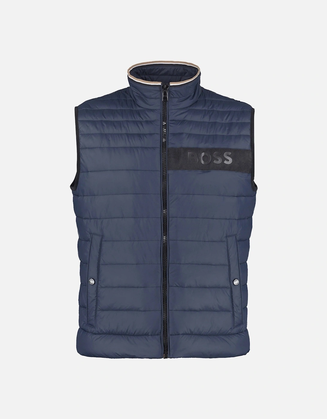Mens Chest Trim Logo Gilet Navy, 4 of 3