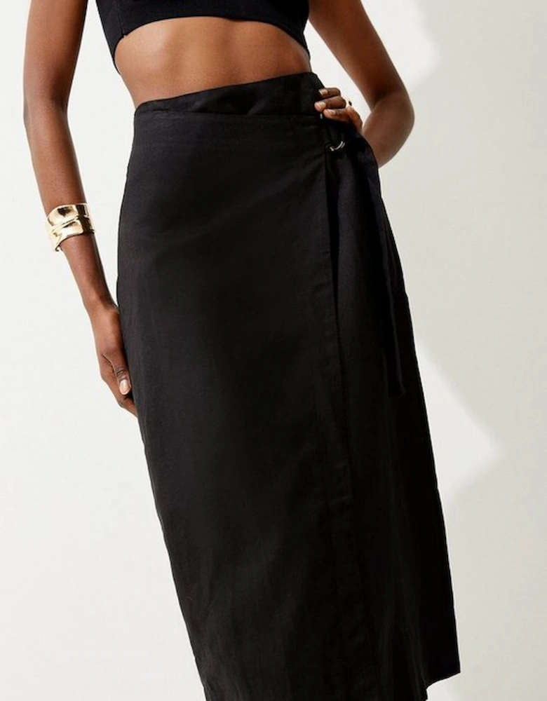 Viscose Linen Aysmetric Midi Skirt